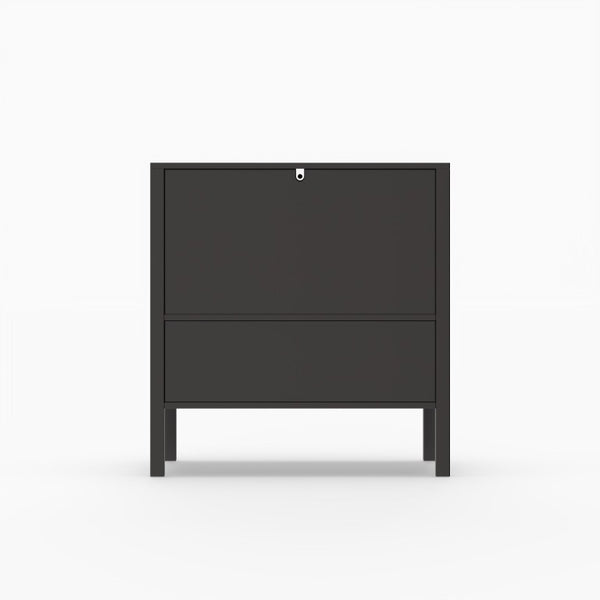English Elm Modern Arched Matte Cabinet with Gold Pulls Engineered Wood Storage for Entryway Black W2557P491108