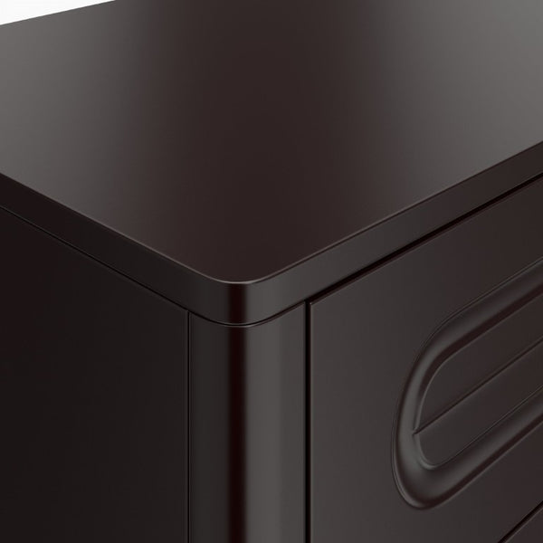 English Elm Modern Arched Matte Cabinet with Gold Pulls Engineered Wood Storage for Entryway Black W2557P491108