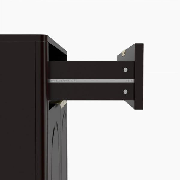 English Elm Modern Arched Matte Cabinet with Gold Pulls Engineered Wood Storage for Entryway Black W2557P491108