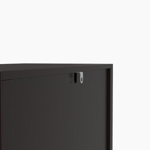 English Elm Modern Arched Matte Cabinet with Gold Pulls Engineered Wood Storage for Entryway Black W2557P491108