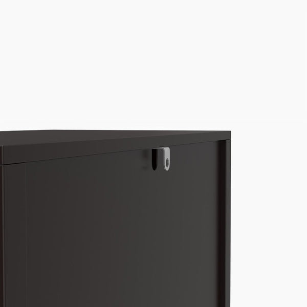 English Elm Modern Arched Matte Cabinet with Gold Pulls Engineered Wood Storage for Entryway Black W2557P491108