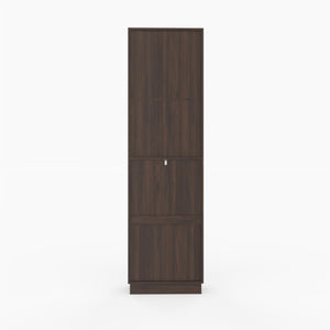 English Elm Tall Fluted Walnut Cabinet with Hidden Bin Compartment Open Shelf and Drawer W2557P492718