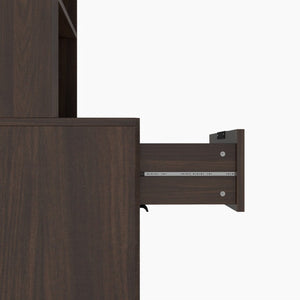 English Elm Tall Fluted Walnut Cabinet with Hidden Bin Compartment Open Shelf and Drawer W2557P492718