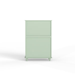 English Elm Mint Green Farmhouse Buffet Sideboard with Arched Glass Door and Tiered Display Top W2557P502269