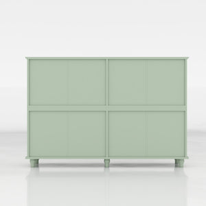 English Elm Green Mint Arched Tempered Glass Credenza with Drawers French Country Dining Storage W2557P502337