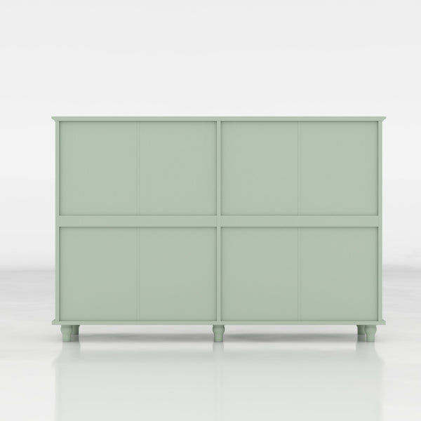 English Elm Green Mint Arched Tempered Glass Credenza with Drawers French Country Dining Storage W2557P502337