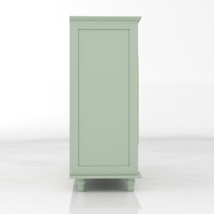 English Elm Green Mint Arched Tempered Glass Credenza with Drawers French Country Dining Storage W2557P502337