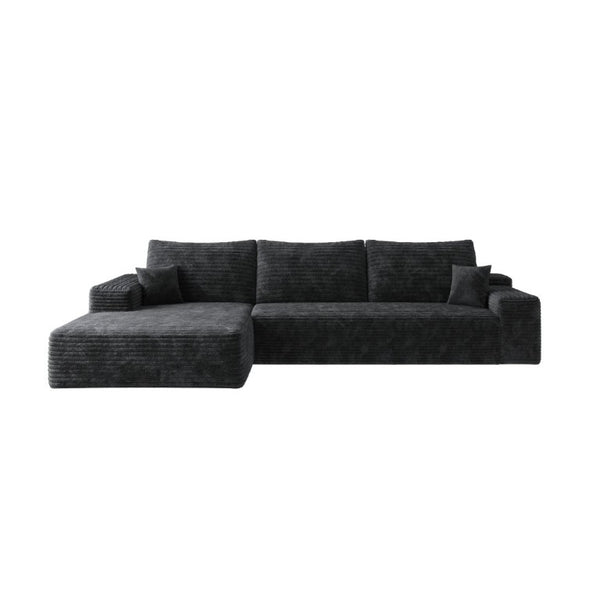 English Elm 107 Inch Corduroy Modular Sectional Deep Seat Cloud Sofa Reversible Chaise Lounge W2564P401528