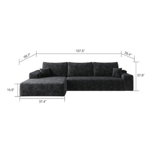 English Elm 107 Inch Corduroy Modular Sectional Deep Seat Cloud Sofa Reversible Chaise Lounge W2564P401528