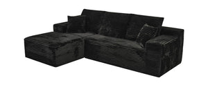 English Elm 107-Inch Corduroy Modular Sectional Sofa with Reversible Chaise for Open Living Spaces Black - B W2564S00072