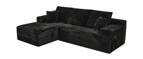 English Elm 107-Inch Corduroy Modular Sectional Sofa with Reversible Chaise for Open Living Spaces Black - B W2564S00072