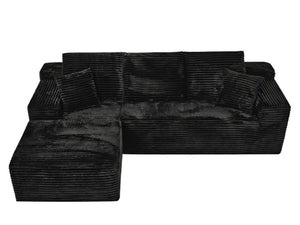 English Elm 107-Inch Corduroy Modular Sectional Sofa with Reversible Chaise for Open Living Spaces Black - B W2564S00072