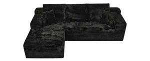 English Elm 107-Inch Corduroy Modular Sectional Sofa with Reversible Chaise for Open Living Spaces Black - B W2564S00072