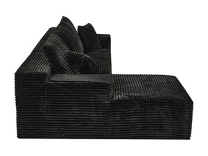 English Elm 107-Inch Corduroy Modular Sectional Sofa with Reversible Chaise for Open Living Spaces Black - B W2564S00072