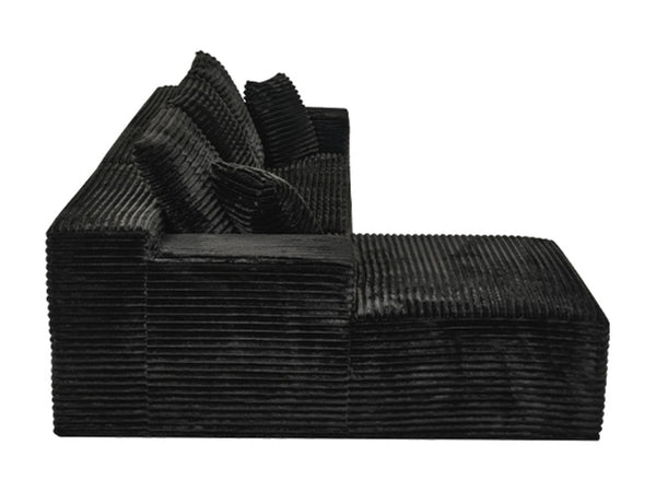 English Elm 107-Inch Corduroy Modular Sectional Sofa with Reversible Chaise for Open Living Spaces Black - B W2564S00072