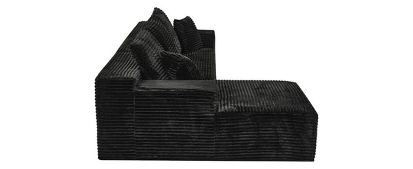 English Elm 107-Inch Corduroy Modular Sectional Sofa with Reversible Chaise for Open Living Spaces Black - B W2564S00072