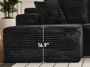 English Elm 107-Inch Corduroy Modular Sectional Sofa with Reversible Chaise for Open Living Spaces Black - B W2564S00072