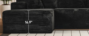 English Elm 107-Inch Corduroy Modular Sectional Sofa with Reversible Chaise for Open Living Spaces Black - B W2564S00072