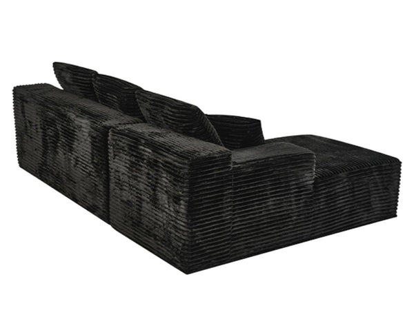 English Elm 107-Inch Corduroy Modular Sectional Sofa with Reversible Chaise for Open Living Spaces Black - B W2564S00072