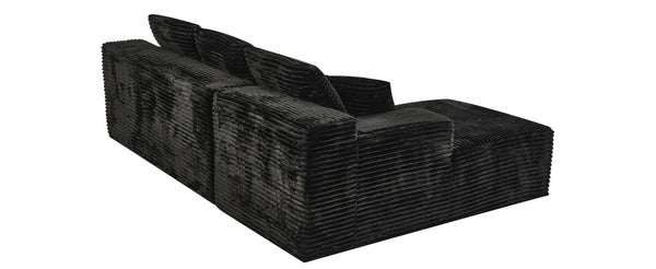 English Elm 107-Inch Corduroy Modular Sectional Sofa with Reversible Chaise for Open Living Spaces Black - B W2564S00072