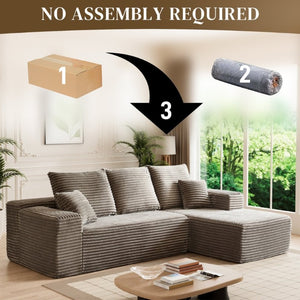 English Elm 107-Inch Corduroy Modular Sectional Sofa with Reversible Chaise for Open Living Spaces Brown - B W2564S00073