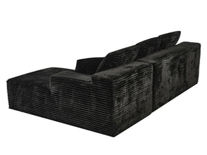 English Elm 107-Inch Corduroy Modular Sectional Sofa with Reversible Chaise for Open Living Spaces Black - A W2564S00074