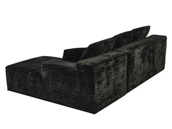 English Elm 107-Inch Corduroy Modular Sectional Sofa with Reversible Chaise for Open Living Spaces Black - A W2564S00074