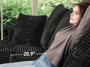 English Elm 107-Inch Corduroy Modular Sectional Sofa with Reversible Chaise for Open Living Spaces Black - A W2564S00074