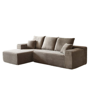 English Elm 107-Inch Corduroy Modular Sectional Sofa with Reversible Chaise for Open Living Spaces Brown - A W2564S00075