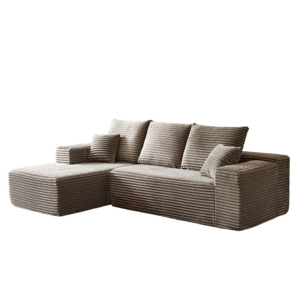 English Elm 107-Inch Corduroy Modular Sectional Sofa with Reversible Chaise for Open Living Spaces Brown - A W2564S00075