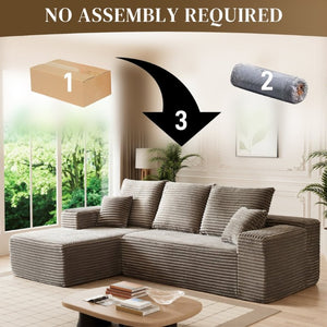 English Elm 107-Inch Corduroy Modular Sectional Sofa with Reversible Chaise for Open Living Spaces Brown - A W2564S00075