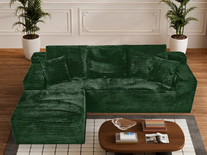 English Elm 107-Inch Corduroy Modular Sectional Reversible Chaise Plush Cloud Cushion Lounge Sofa W2564S00076