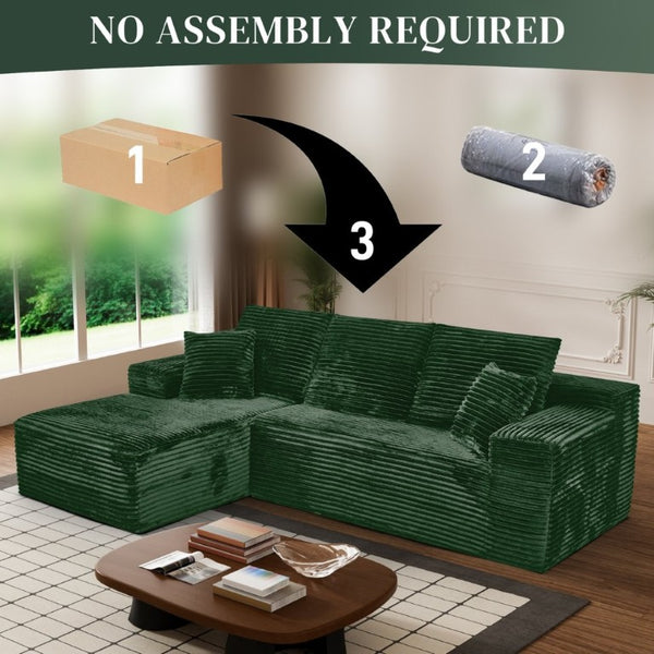 English Elm 107-Inch Corduroy Modular Sectional Reversible Chaise Plush Cloud Cushion Lounge Sofa W2564S00076