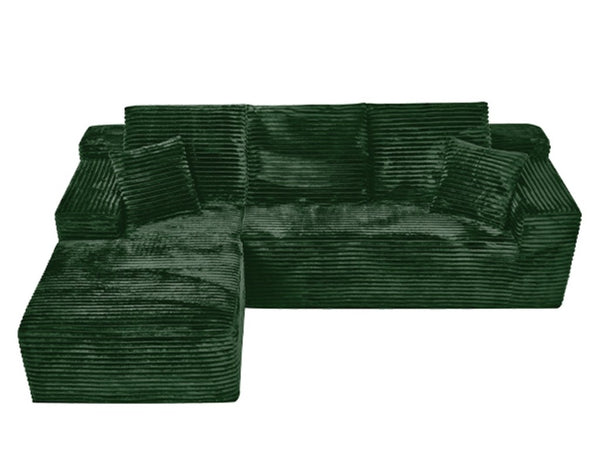 English Elm 107-Inch Corduroy Modular Sectional Reversible Chaise Plush Cloud Cushion Lounge Sofa W2564S00076