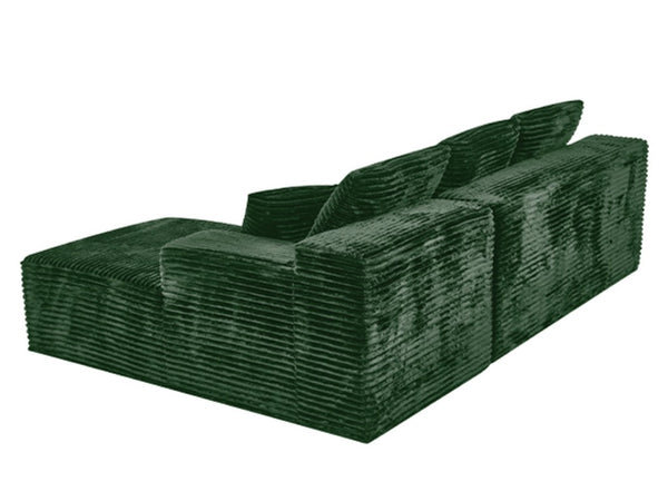 English Elm 107-Inch Corduroy Modular Sectional Sofa with Reversible Chaise for Open Living Spaces Green W2564S00077