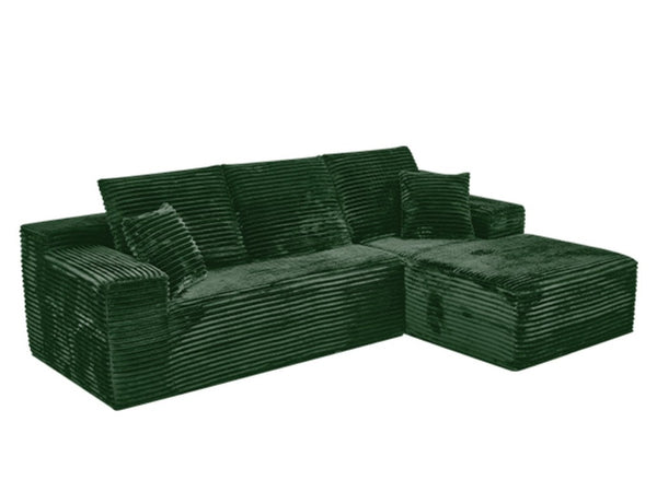 English Elm 107-Inch Corduroy Modular Sectional Sofa with Reversible Chaise for Open Living Spaces Green W2564S00077
