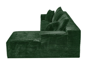 English Elm 107-Inch Corduroy Modular Sectional Sofa with Reversible Chaise for Open Living Spaces Green W2564S00077