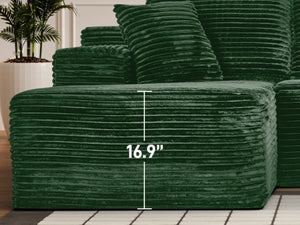English Elm 107-Inch Corduroy Modular Sectional Sofa with Reversible Chaise for Open Living Spaces Green W2564S00077