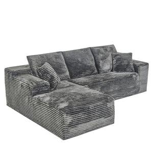 English Elm 107 Inch Modular Cloud Sectional Plush Corduroy Deep Seat Sofa for Spacious Living Rooms Dark Gray - B W2564S00112