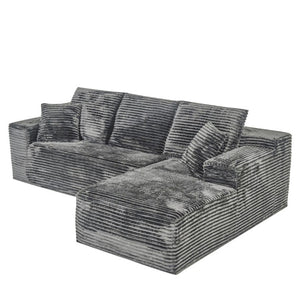 English Elm 107 Inch Modular Cloud Sectional Plush Corduroy Deep Seat Sofa for Spacious Living Rooms Dark Gray - A W2564S00113