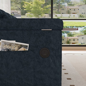 English Elm 65-Inch Velvet Folding Sofa Bed with Adjustable Backrest Storage Bag and Foam Cushioning Blue W2564S00133