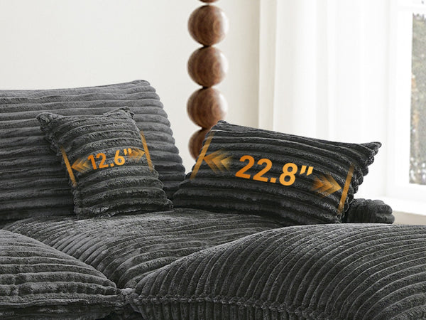 English Elm 141-inch U-shaped Sectional Sofa Set Woolen Upholstery with Console and Pillows Light Gray W2564S00147
