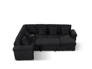 English Elm 103-inch Corduroy U-shaped Sectional Sofa with Sleeper Pull-out and Corner Table W2564S00150