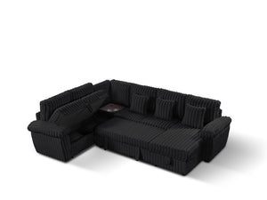 English Elm 103-inch Corduroy U-shaped Sectional Sofa with Sleeper Pull-out and Corner Table W2564S00150