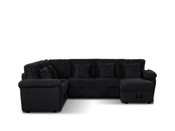 English Elm 103-inch Corduroy U-shaped Sectional Sofa with Sleeper Pull-out and Corner Table W2564S00150