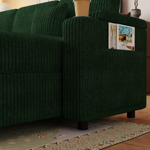 English Elm 100-inch Corduroy U-shaped Sectional Sleeper Sofa with Storage and Usb Charging W2564S00152