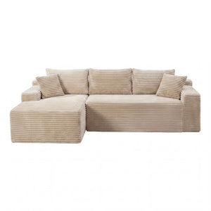 English Elm 107 Inch Corduroy Modular Sectional Cloud Sofa Deep Seat Reversible Chaise Living Room W2564S00158