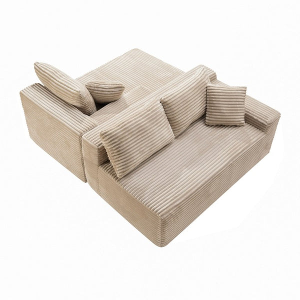 English Elm 107 Inch Corduroy Modular Sectional Cloud Sofa Deep Seat Reversible Chaise Living Room W2564S00158
