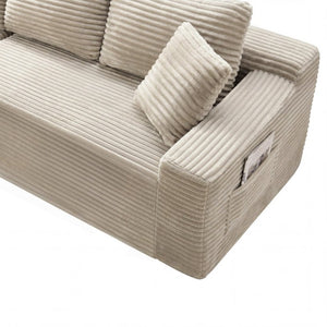 English Elm 107 Inch Corduroy Modular Sectional Cloud Sofa Deep Seat Reversible Chaise Living Room W2564S00158