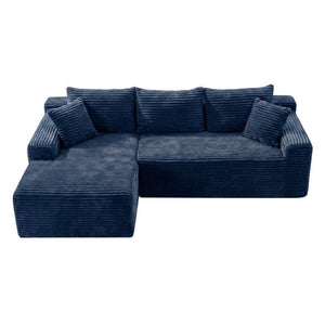 English Elm 107 Inch Corduroy Modular Sectional Cloud Sofa Reversible Chaise Deep Seat Living Room W2564S00160